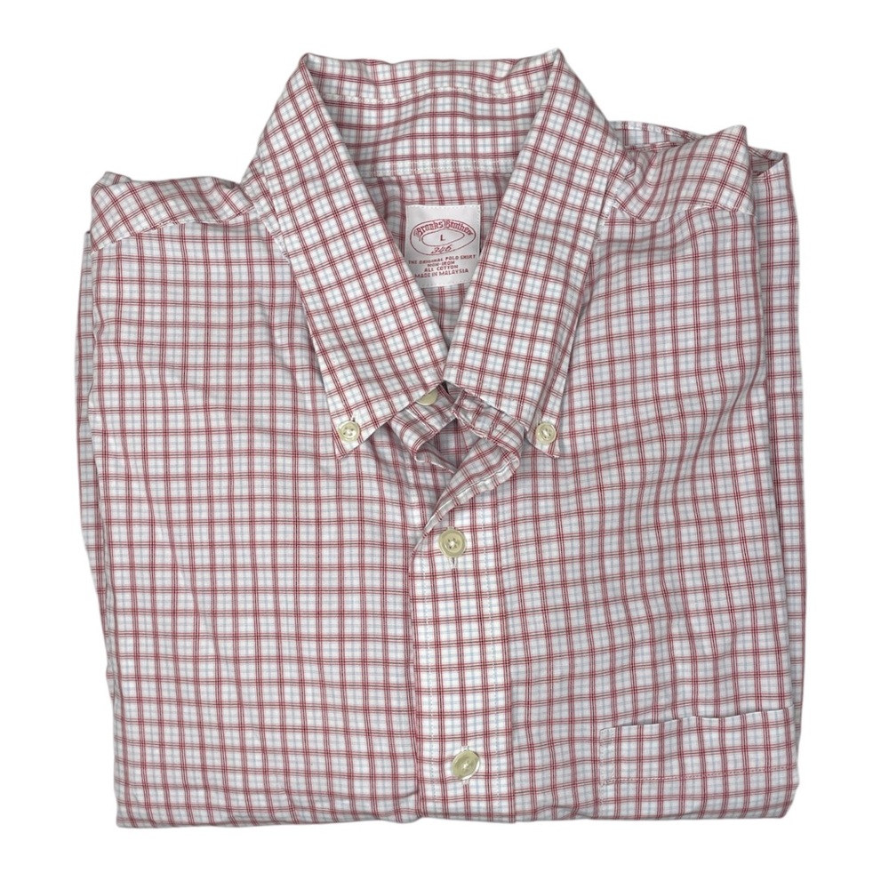 Brooks Brothers Mens Casual Original Polo Shirt Plaid Button Down Non Iron Large